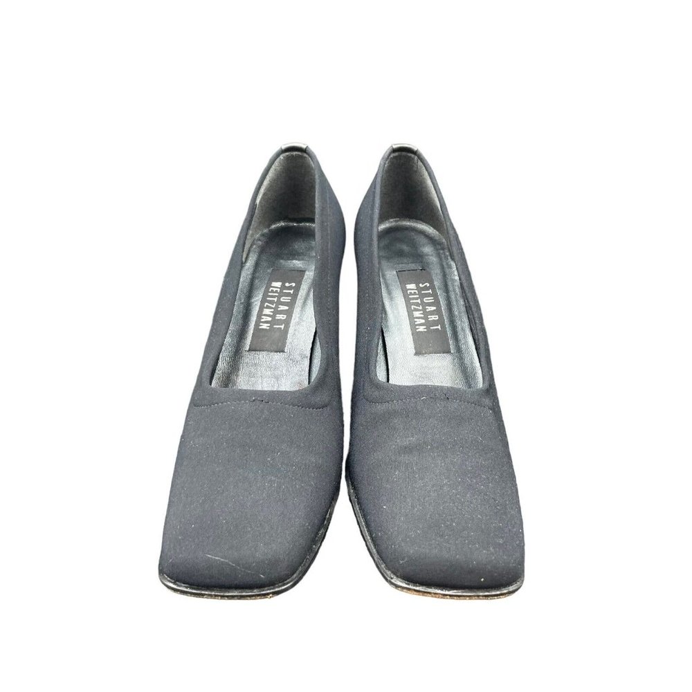 Stuart Weitzman Heels Womens 7.5 B Gore-Tex Rainaway Pumps Black Square Toe - Picture 2 of 7